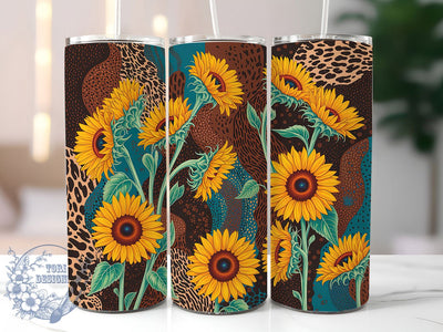 Western Cowhide Sunflower Tumbler, Rustic Farm Tumbler, Western Floral Wrap, Country Sunflower Wrap, Whimsical Cowhide Wrap, Sublimation Design, Trendy Gift Idea Sublimation ToriDesigns 