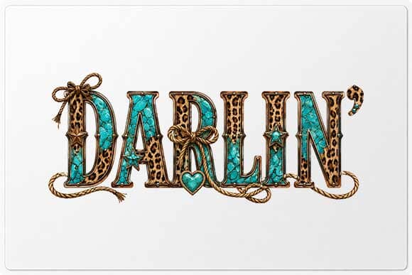 Western Darlin PNG | Turquoise Leopard Cowgirl Sublimation PNG SVG BillahCrafts 