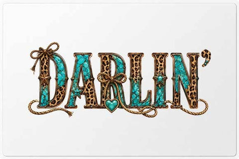 Western Darlin PNG | Turquoise Leopard Cowgirl Sublimation PNG SVG BillahCrafts 