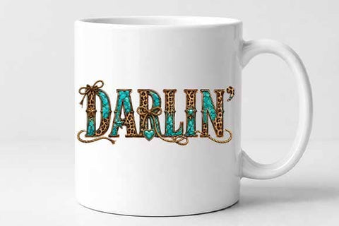 Western Darlin PNG | Turquoise Leopard Cowgirl Sublimation PNG SVG BillahCrafts 