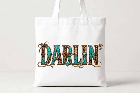 Western Darlin PNG | Turquoise Leopard Cowgirl Sublimation PNG SVG BillahCrafts 