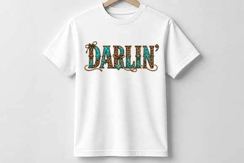 Western Darlin PNG | Turquoise Leopard Cowgirl Sublimation PNG SVG BillahCrafts 