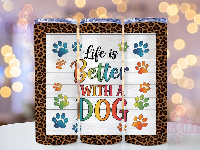 Western Dog Lover Paw Print Tumbler, Western Dog Tumbler Design, Life With Dog Wrap, 20oz Sublimation Wrap, Dog Paws Tumbler Wrap, Pet Lover Tumbler Design, Country Dog Tumbler Wrap Sublimation SvggirlplusArt 
