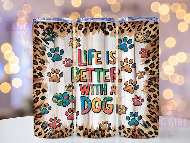 Western Dog Lover Paw Print Tumbler, Western Dog Tumbler Design, Life With Dog Wrap, 20oz Sublimation Wrap, Dog Paws Tumbler Wrap, Pet Lover Tumbler Design, Country Dog Tumbler Wrap Sublimation SvggirlplusArt 