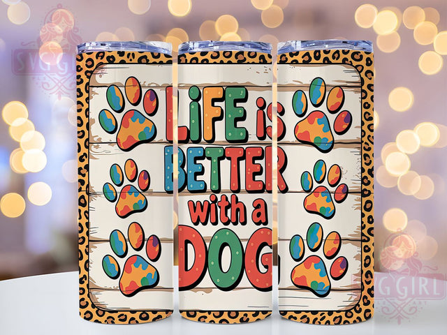 Western Dog Lover Paw Print Tumbler, Western Dog Tumbler Design, Life With Dog Wrap, 20oz Sublimation Wrap, Dog Paws Tumbler Wrap, Pet Lover Tumbler Design, Country Dog Tumbler Wrap Sublimation SvggirlplusArt 