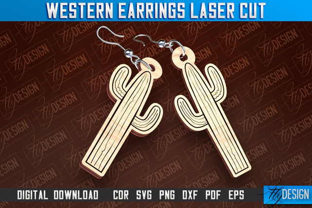 Western Earrings Laser Cut | Accessories Laser Cut Design | CNC Files SVG Fly Design 