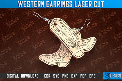 Western Earrings Laser Cut | Accessories Laser Cut Design | CNC Files SVG Fly Design 