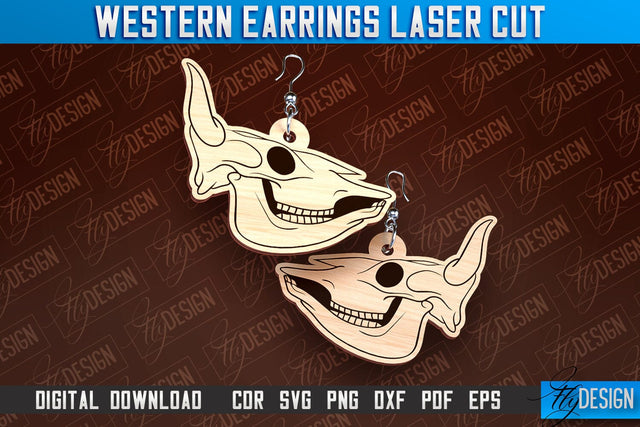 Western Earrings Laser Cut | Accessories Laser Cut Design | CNC Files SVG Fly Design 