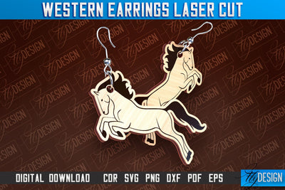Western Earrings Laser Cut | Accessories Laser Cut Design | CNC Files SVG Fly Design 