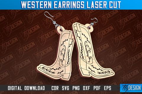 Western Earrings Laser Cut | Accessories Laser Cut Design | CNC Files SVG Fly Design 