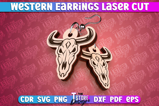 Western Earrings Laser Cut | Accessories Laser Cut Design | CNC Files SVG The T Store Design 