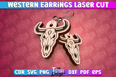 Western Earrings Laser Cut | Accessories Laser Cut Design | CNC Files SVG The T Store Design 