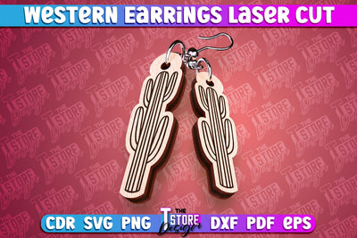 Western Earrings Laser Cut | Accessories Laser Cut Design | CNC Files SVG The T Store Design 
