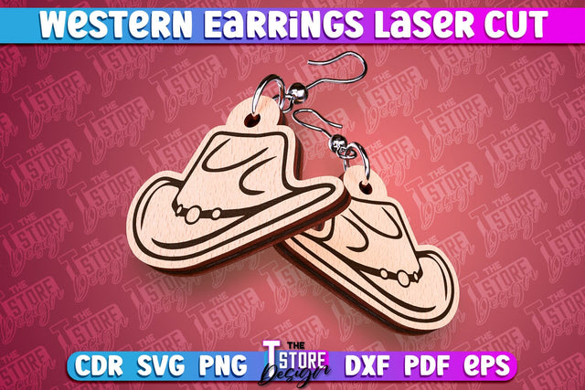 Western Earrings Laser Cut | Accessories Laser Cut Design | CNC Files SVG The T Store Design 