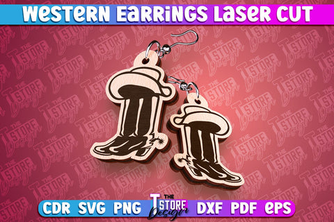 Western Earrings Laser Cut | Accessories Laser Cut Design | CNC Files SVG The T Store Design 