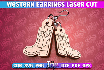 Western Earrings Laser Cut | Accessories Laser Cut Design | CNC Files SVG The T Store Design 