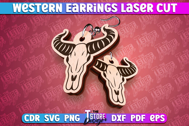 Western Earrings Laser Cut | Accessories Laser Cut Design | CNC Files SVG The T Store Design 