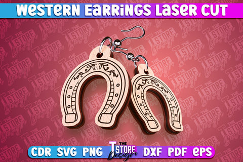 Western Earrings Laser Cut | Accessories Laser Cut Design | CNC Files SVG The T Store Design 