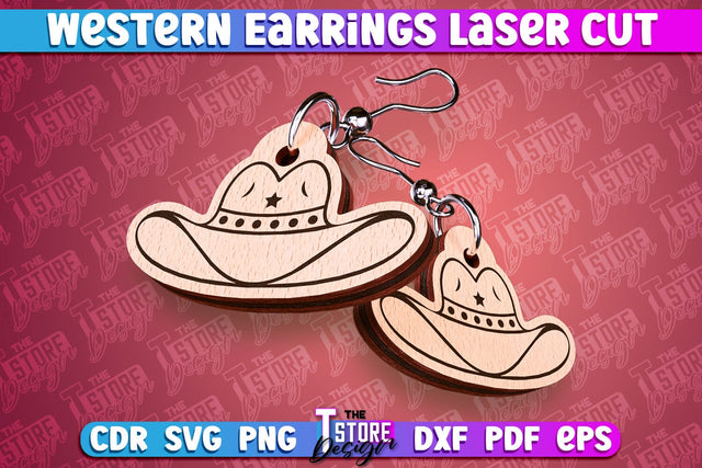 Western Earrings Laser Cut | Accessories Laser Cut Design | CNC Files SVG The T Store Design 
