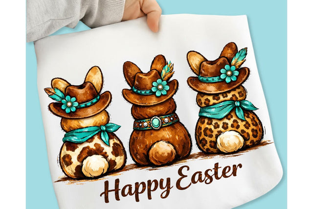 Western Easter Bunny PNG, Brushstroke bunny easter PNG Sublimation DesignPlante 503 