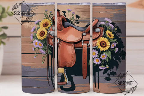 Western Floral Saddle 20oz Tumbler Wrap Sublimation sassyprint 