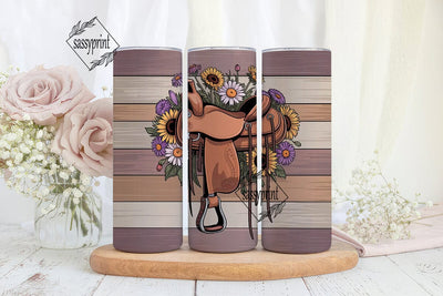 Western Floral Saddle 20oz Tumbler Wrap Sublimation sassyprint 