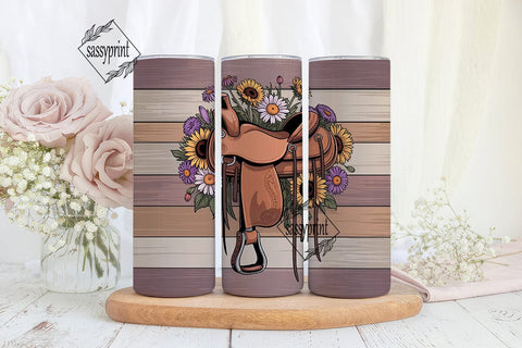 Western Floral Saddle 20oz Tumbler Wrap Sublimation sassyprint 
