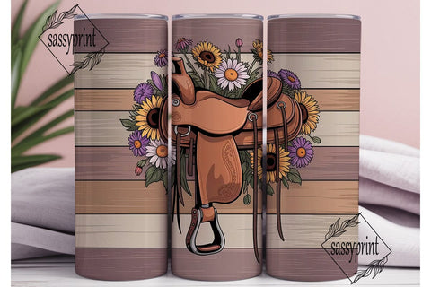 Western Floral Saddle 20oz Tumbler Wrap Sublimation sassyprint 