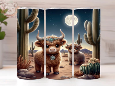 Western Goth Highland Cow 20oz Tumbler Png, Straight & Tapered Tumbler Png, Cowboy Tumbler Png, Digital Download PNG Sublimation Lara' s Designs 