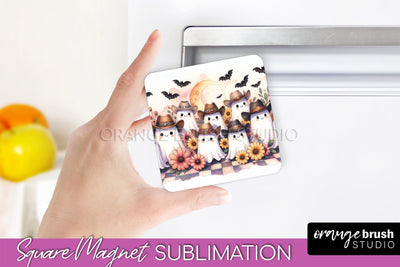 Western Halloween Magnet Sublimation - Ghost Magnet PNG Sublimation OrangeBrushStudio 