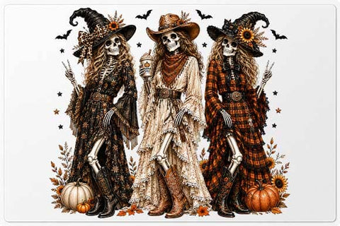 Western Halloween PNG Skeleton Cowgirl Digital Download SVG BillahCrafts 