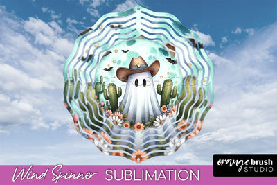 Western Halloween Wind Spinner - Ghost Wind Spinner PNG Sublimation OrangeBrushStudio 