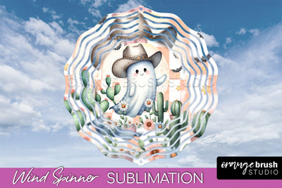 Western Halloween Wind Spinner - Ghost Wind Spinner PNG Sublimation OrangeBrushStudio 
