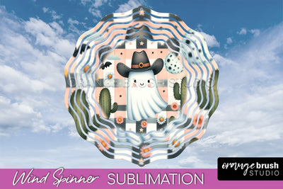Western Halloween Wind Spinner - Ghost Wind Spinner PNG Sublimation OrangeBrushStudio 