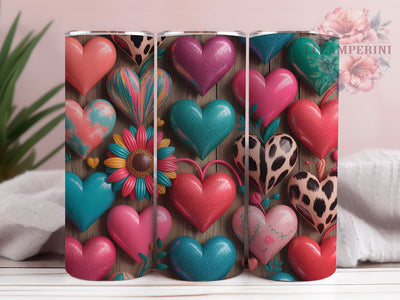 Western Heart Sunflower 20oz Tumbler, Heart Design, Turquoise Accent, Sunflower Theme, Cowhide Print, 20oz Sublimation, PNG Design Sublimation Li Zamperini 