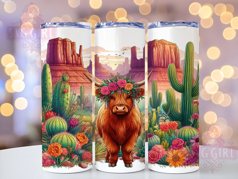 Western Highland Cow 20oz Tumbler Wrap Sublimation Design, Straight Tapered Tumbler Wrap, Western Tumbler Png, Instant Digital Download Sublimation SvggirlplusArt 
