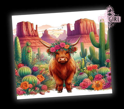 Western Highland Cow 20oz Tumbler Wrap Sublimation Design, Straight Tapered Tumbler Wrap, Western Tumbler Png, Instant Digital Download Sublimation SvggirlplusArt 