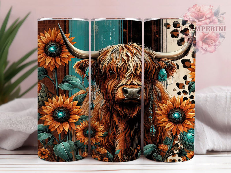 Western Highland Cow Rustic Tumbler, 20oz Sublimation Wrap, Rustic Cow PNG, Country Farm Mug, Boho Cowgirl Cup, Rodeo Drinkware Design, Southwestern Cow Tumbler Sublimation Li Zamperini 