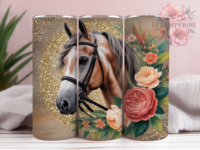Western Horse 20oz Tumbler Wrap, Floral Horse Design, Rustic Country Sublimation, Equestrian Theme Wrap, Horse Lover Design, 20oz Tumbler Wrap, PNG Tumbler Design Sublimation Li Zamperini 
