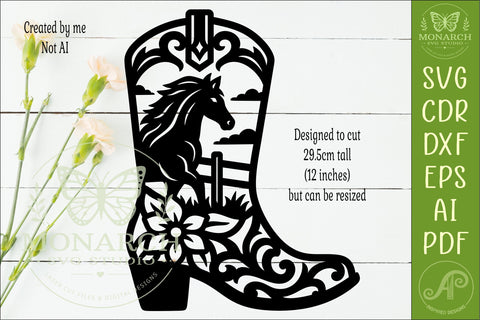 Western Horse Cowboy Boot Wall Art SVG Laser Cut Farmhouse SVG APInspireddesigns 