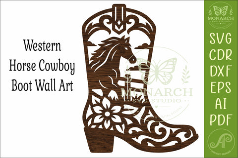 Western Horse Cowboy Boot Wall Art SVG Laser Cut Farmhouse SVG APInspireddesigns 