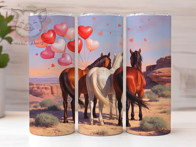 Western Horse Valentine Tumbler, Cowboy Love Wrap, Romantic Horse Cup, 20oz Sublimation Wrap, Stylish Valentine Design Tumbler, Artistic Horse Heart Cup, Whimsical Western Love Theme Wrap Sublimation Lara' s Designs 