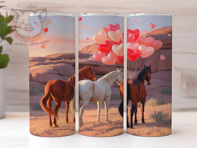 Western Horse Valentine Tumbler, Cowboy Love Wrap, Romantic Horse Cup, 20oz Sublimation Wrap, Stylish Valentine Design Tumbler, Artistic Horse Heart Cup, Whimsical Western Love Theme Wrap Sublimation Lara' s Designs 