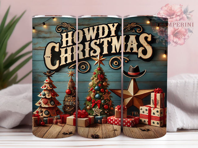 Western Howdy Rustic Christmas Tumbler, Howdy Christmas Mug, 20oz Tumbler Design, Rustic Christmas Gift, Western Sublimation Wrap, Cowboy Christmas Drinkware Sublimation Li Zamperini 