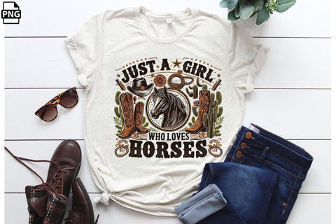Western Just A Girl Who Loves Horses PNG Printable File Sublimation Creativedesigntee 