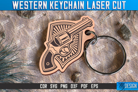 Western Keychain Bundle | Gift Idea | Cowboy & Wild West | Vintage Keychain | CNC File SVG Fly Design 