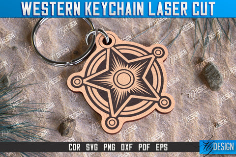 Western Keychain Bundle | Gift Idea | Cowboy & Wild West | Vintage Keychain | CNC File SVG Fly Design 