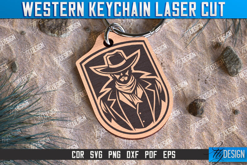 Western Keychain | Gift Idea | Cowboy & Wild West | Vintage Keychain | CNC File SVG Fly Design 