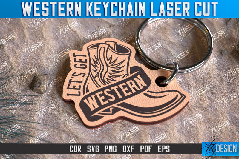 Western Keychain | Gift Idea | Cowboy & Wild West | Vintage Keychain | CNC File SVG Fly Design 