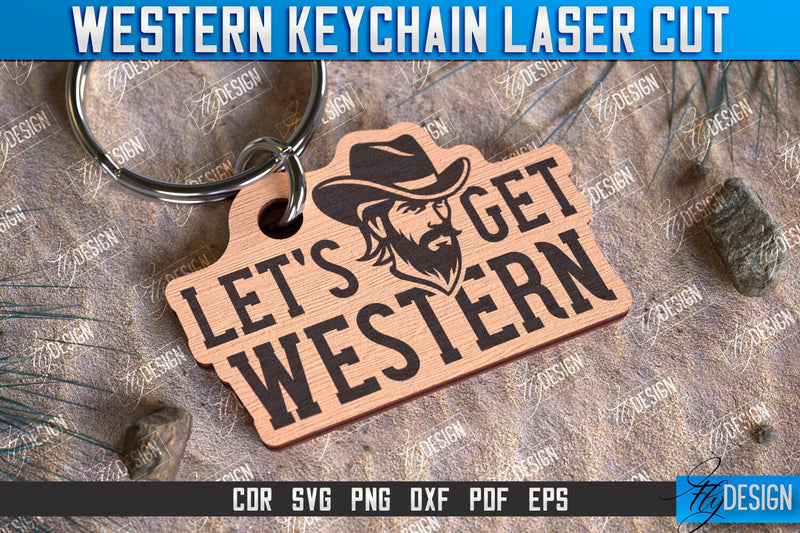 Western Keychain | Gift Idea | Cowboy & Wild West | Vintage Keychain | CNC File SVG Fly Design 